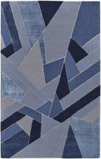 HomeRoots 514599 8 x 10 ft. Tan Brown & Blue Wool Geometric Hand Tufted Handmade Rectangle Area Rug