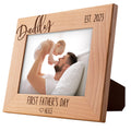 Personalized First Time Dad Picture Frame | 5x7 | Custom Engraved Frames w Name, Text and Date - 1st Father Day, First Time Dad 
