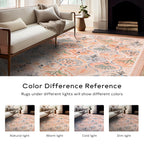 Ashler Runner Rugs 2X6, Floral Hallway Rug, Ultra-Thin Boho Tropical Area Rug, Vintage Long Rugs For Entryway, Kitchen, Flesh Pi