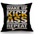 Swono Fitness Gym Sport Workout Motivation Quote Throw Pillow Case Funny Quotes Cushion Cover Cotton Linen 18 X 18 Inch,Wake Up