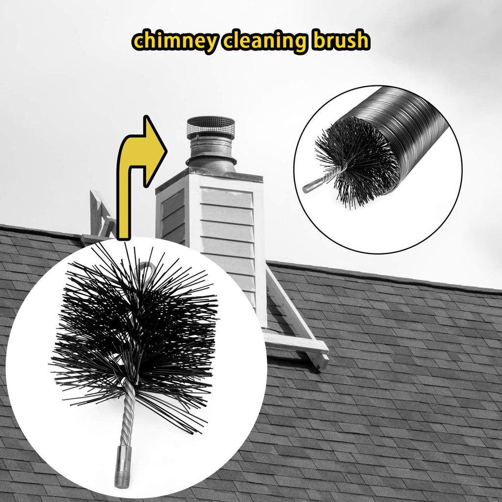 Stanbroil 6 Inch Round Chimney Cleaning Brush With 1/4' Npt Fitting For Insulated Chimneys, Stainless Steel Or Metal Stove Pipe
