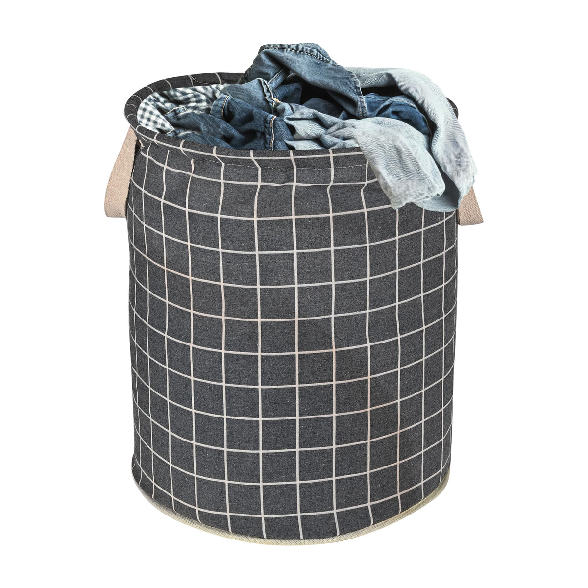 Kuber Industries Cotton 60 LTR Foldable & Portable Laundry Basket for Clothes with Carry Handles | Durable & Easy To Clean Laund