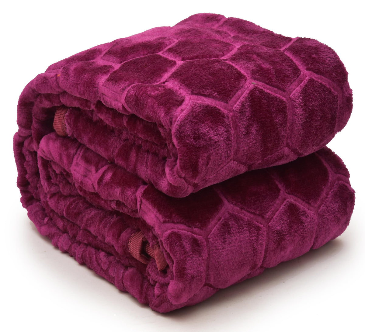BENAVJI Mink Floral Embossed Super Soft AC Bed Velvet for Winter Blanket (Single, Burgundy)