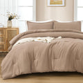 Andency Taupe California King Comforter Set - 7 Pieces Khaki Tan Bed In A Bag Cal King Bedding Comforter Sets, Summer Solid Soft