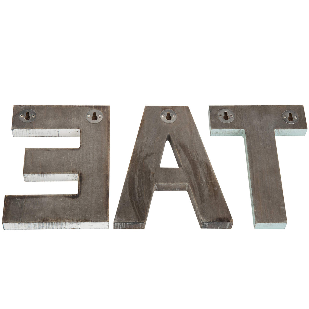 Mygift Wall Mounted Multicolored Solid Wood Letter Eat Cutout Block Wall Sign, Rearrange Letters To Tea, Kitchen Farmhouse Above