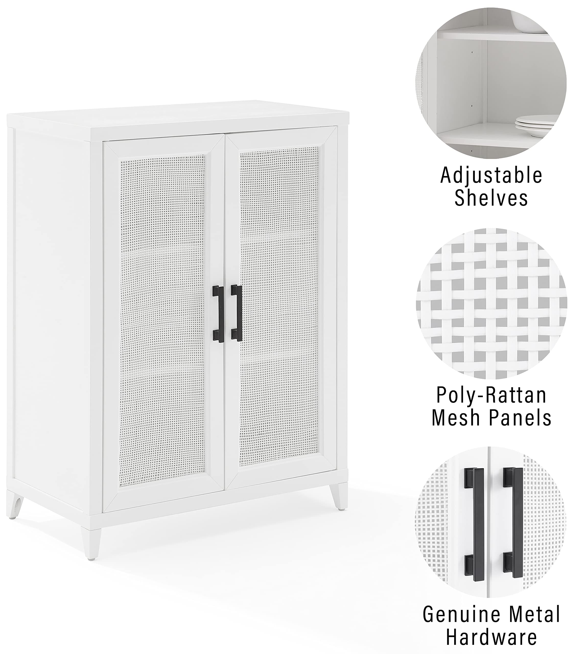 Crosley Furniture Milo Stackable Pantry Storage Cabinet With Shelves, Kitchen, Dining, Or Laundry Room, White