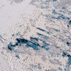 HomeRoots 100% High Grade Polypropylene 2â€ x 8â€ Blue and Ivory Abstract Strokes Runner Rug