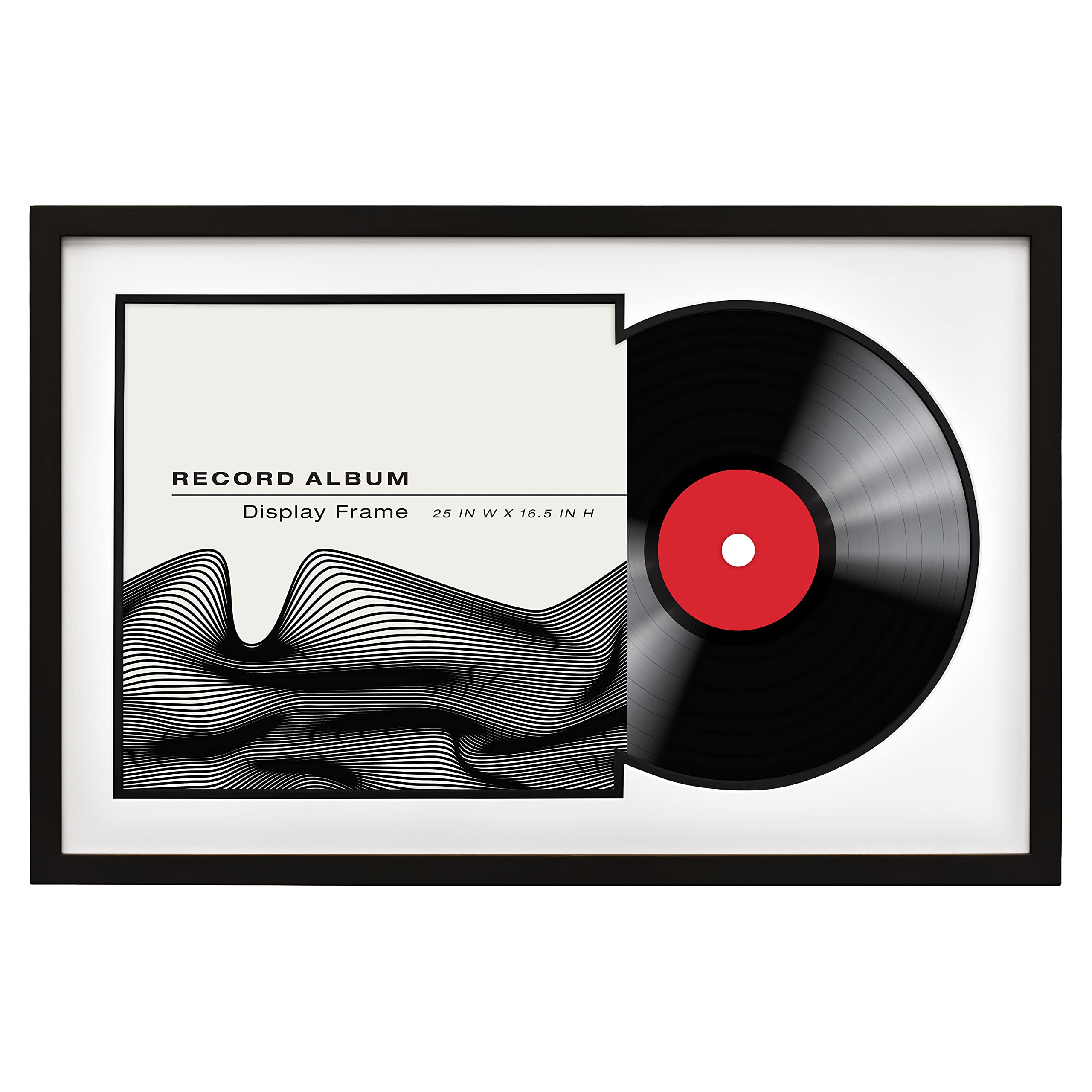 MCS Record Album Frame with Black Bottom Mat, Black, 16.5 x 25 in