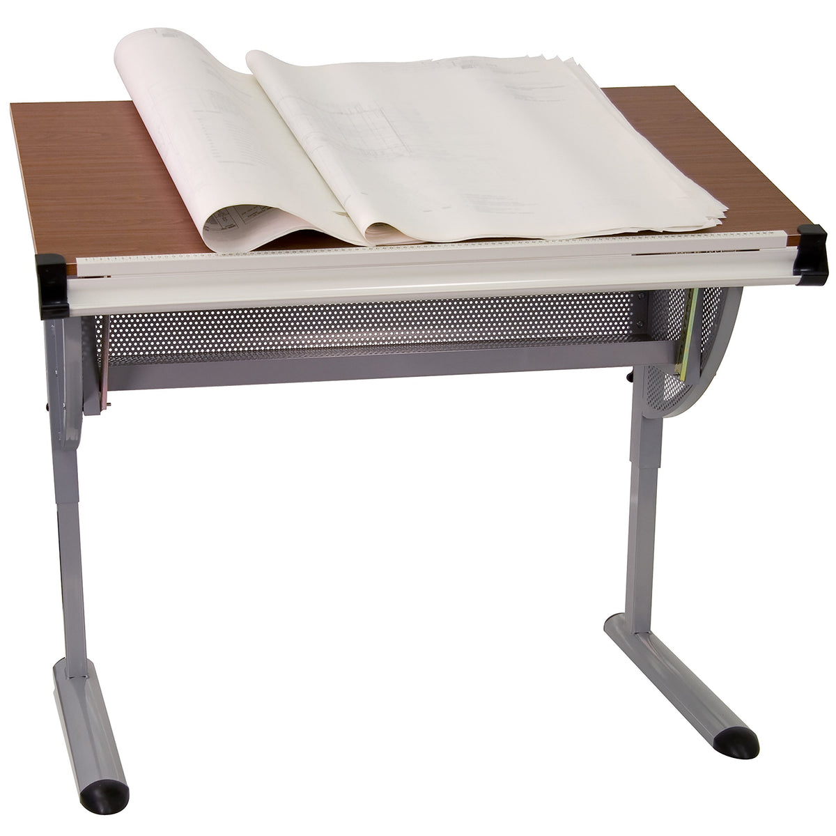 Flash Furniture Berkley Adjustable Drawing and Drafting Table with Pewter Frame