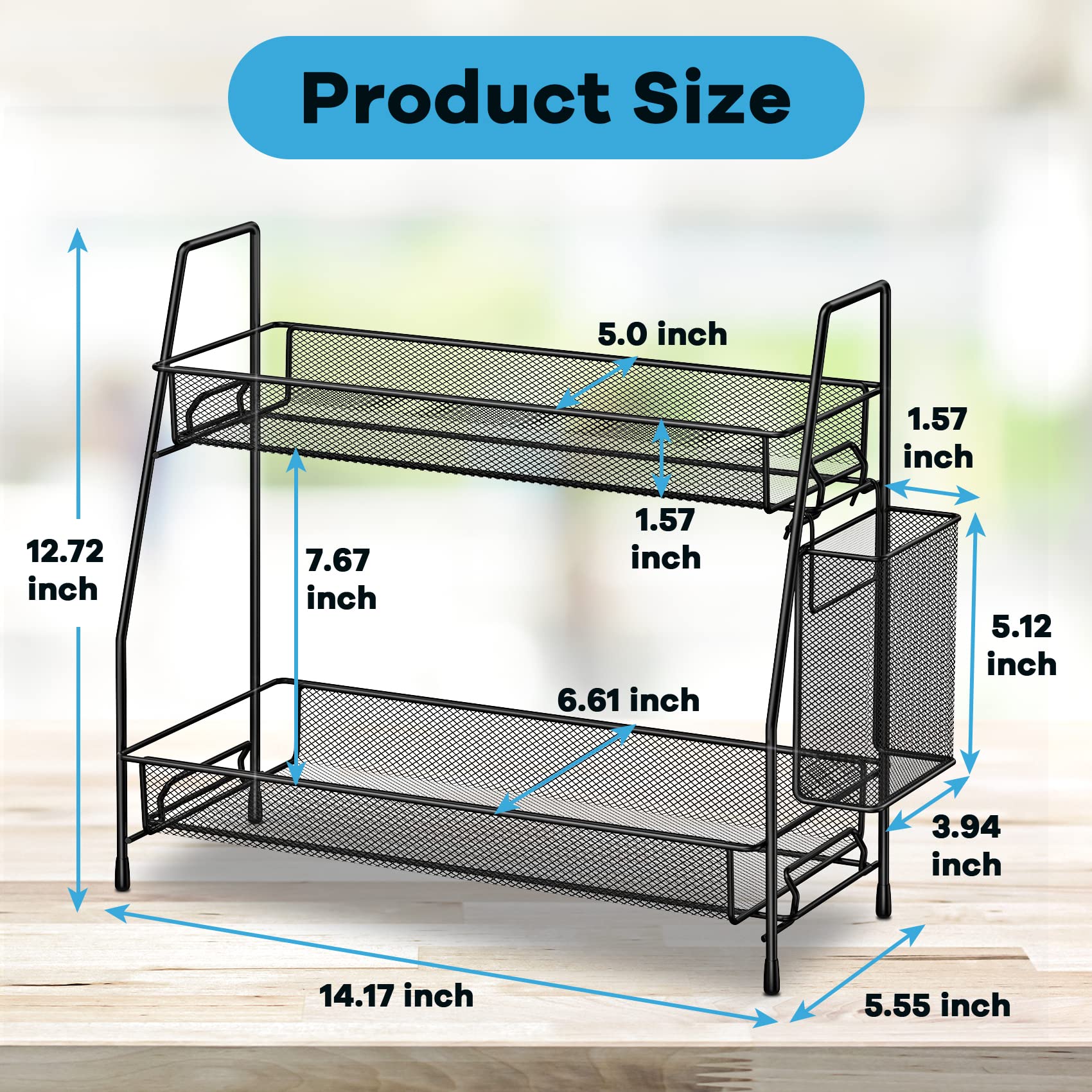 Spispi Bathroom Organizer Countertop, Spice Rack Organizer For Cabinet,Bathroom Counter Organizer, Kitchen Countertop Organizer,