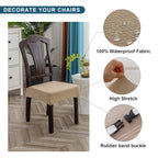 Genina Waterproof Seat Covers For Dining Room Chair Covers Waterproof Dining Chair Covers (2 Pcs-Rear-Covered, Khaki)