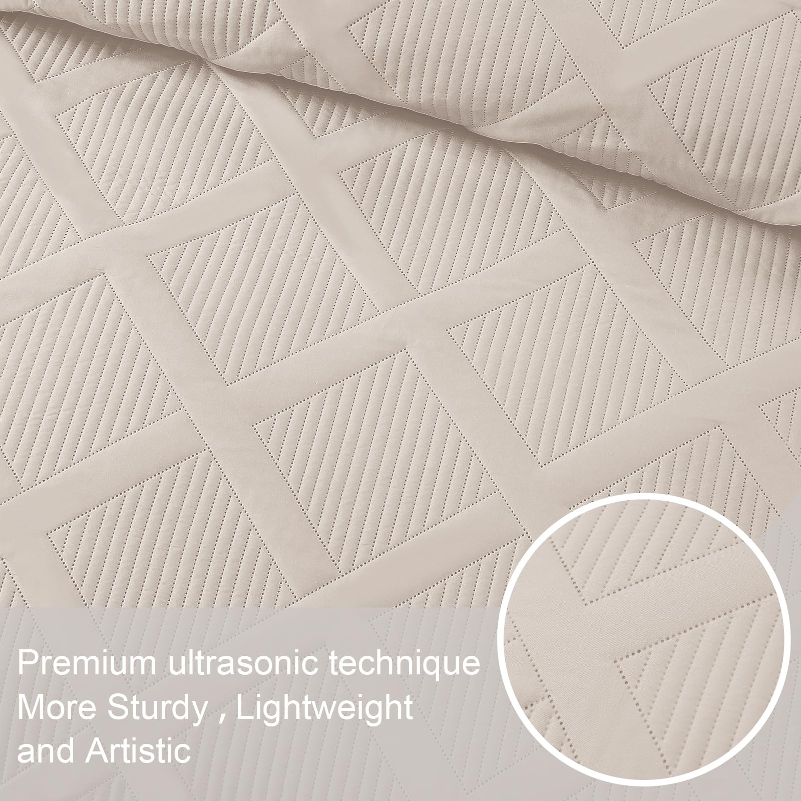 Exclusivo Mezcla Quilt Set Twin Size, 2 Pieces Brich Beige Twin Quilt Bedding Set, Lightweight Quilts Soft Bedspreads Modern Str