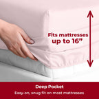 Mellanni Split King Sheet Set - 7-Piece Iconic Collection Bedding, (Including 4 Pillowcases), 16-Inch Deep Pocket, Easy Care, Extra Soft, Cooling Sheets, Brushed Microfiber - Blush Pink