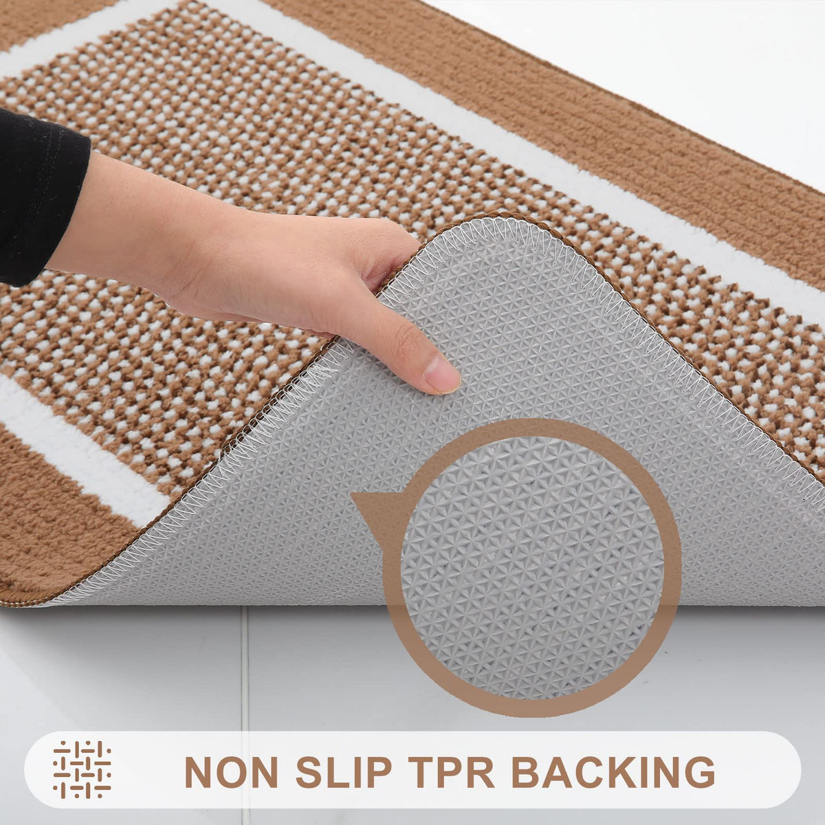 Colorxy Indoor Door Mat, Non-Slip Absorbent Resist Dirt Entrance Mat, Sturdy Low-Profile Inside Floor Mats, Washable Front Entry Doormats For Entryway, 30''X17'', Brown