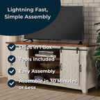Martin Svensson Home Entertainment Center Solid Pine Wood Rustic TV Stand White and Honey Finish 65"