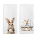 nvucamd Cute Bunny Rabbit Hand Towels for Bathroom Set of 2, Funny Rabbit Nursery Decor Dish Tea Towels, Easter Bunny Lovers Gif