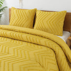 Litanika Mustard Yellow King Comforter Set, 3 Pieces Lightweight Tufted Bedding Sets, Down Alternative Comforter Fluffy Bed Set