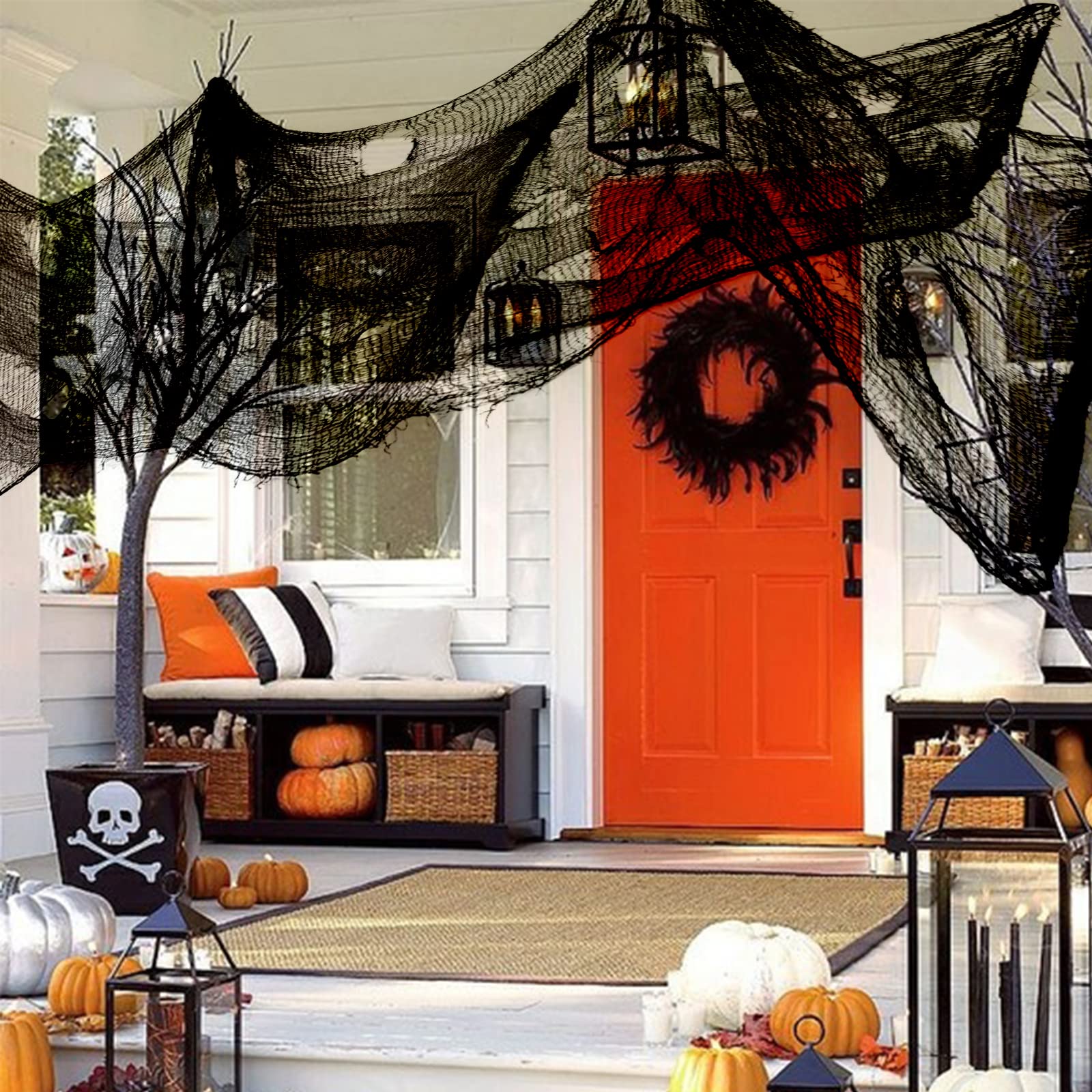 590' X 30' Halloween Creepy Cloth Spooky Halloween Decorations Indoor Outdoor Haunted House Party Decor Supplies Backdrops For