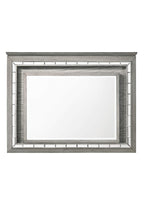 Acme Antares Rectangular Wooden Mirror With Led In Light Gray Oak
