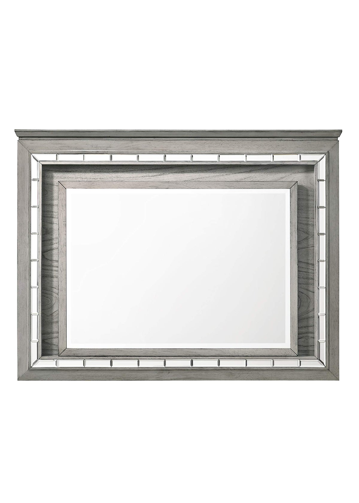 Acme Antares Rectangular Wooden Mirror With Led In Light Gray Oak
