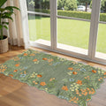 Othilic Front Door Mat Indoor Entrance - 2x4.3 Ft Sage Green Floral Washable Layered Doormat Outdoor Entrance Porch Rug Non-Slip