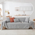 Handontime Bohemian Grey And White Couch Cover For Dogs Aztec Tribal Sofa Covers For 3 Cushion Couch Aesthetic Tassel Couch Slipcover Sofa Seat Cover Universal Loverseat Cover Futon Cover, 71' X134'