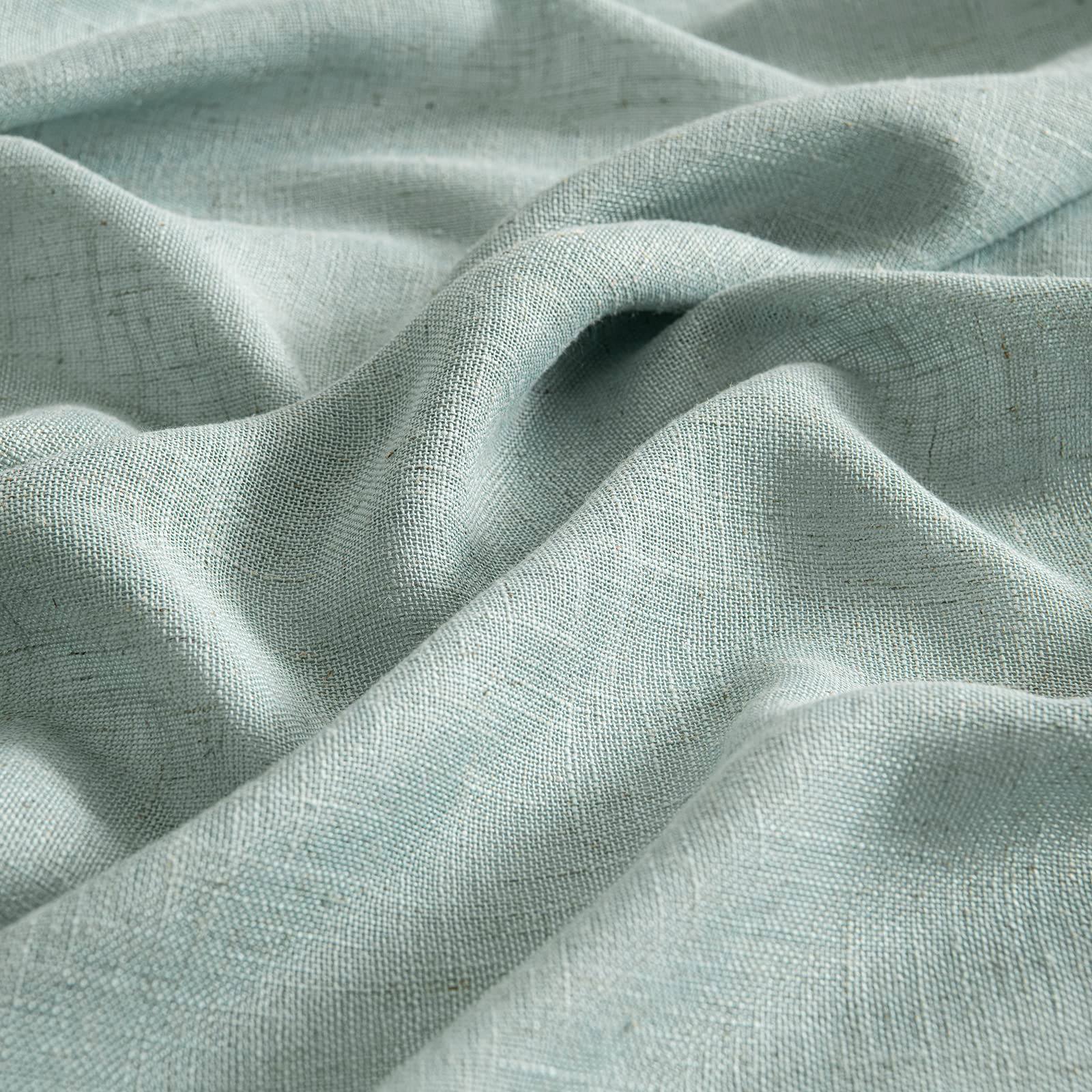 Miulee Dusty Blue Linen Curtains 84 Inch Length 2 Panels For Bedroom Living Room, Soft Thick Linen Textured Window Drapes Semi Sheer Light Filtering Back Tab Rod Pocket Burlap Look, 37X84 Inches