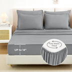Litanika King Size Comforter Set Medium Gray - 7 Pieces Bed In A Bag King Beddding Comforter Sets, Solid Lightweight Bed Set Wit