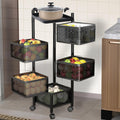 Kuber Industries Storage Rack | 5Layer Revolving Vegetable Kitchen Rack | Square Multipurpose Storage Trolley With Wheels | Met