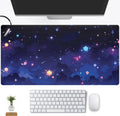 Blue Stars Desk Mat Cute Cloud Desk Pad, Aesthetic Starry Sky Mouse Mat Gaming Mousepad Xxl, Extra Large Deskktop Mats For Keybo
