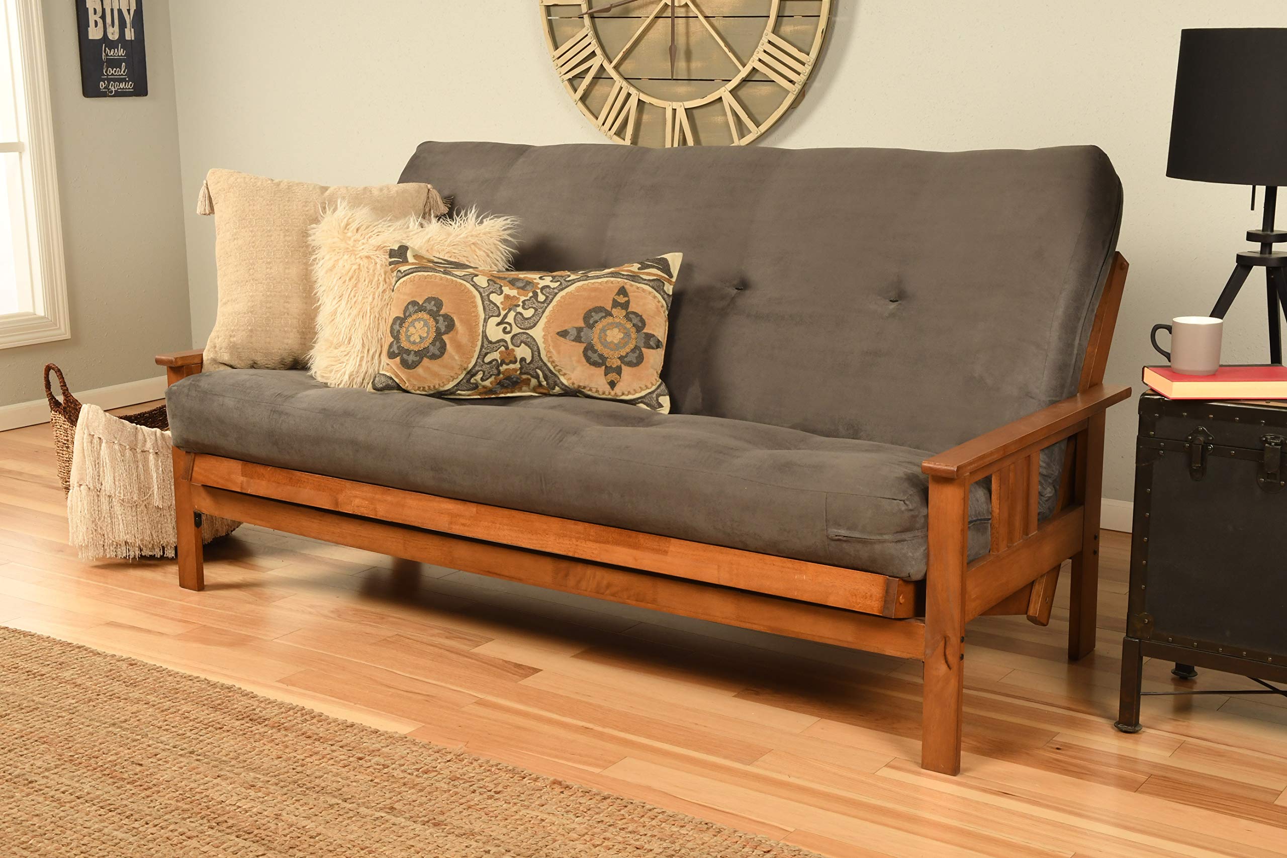 Kodiak Furniture Monterey Full Futon With Suede Fabric Mattress In Barbados/Gray