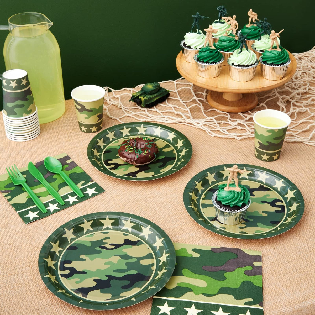Blue Panda 144-Piece Camo Party Decorations For Army-Themed Birthday, Baby Shower, Welcome Home Party, Serves 24, Includes Camou