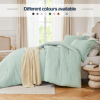 Quataly Sage Green Full Comforter Set - 3 Pieces Seersucker Lightweight Bedding Comforter Sets (1 Soft Fluffy Comforter & 2 Pill