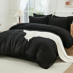 Andency California King Size Black Comforter Sets With Sheets - 7 Pieces Boho Tassel Bed In A Bag Soft Lightweight Bedding Sets,