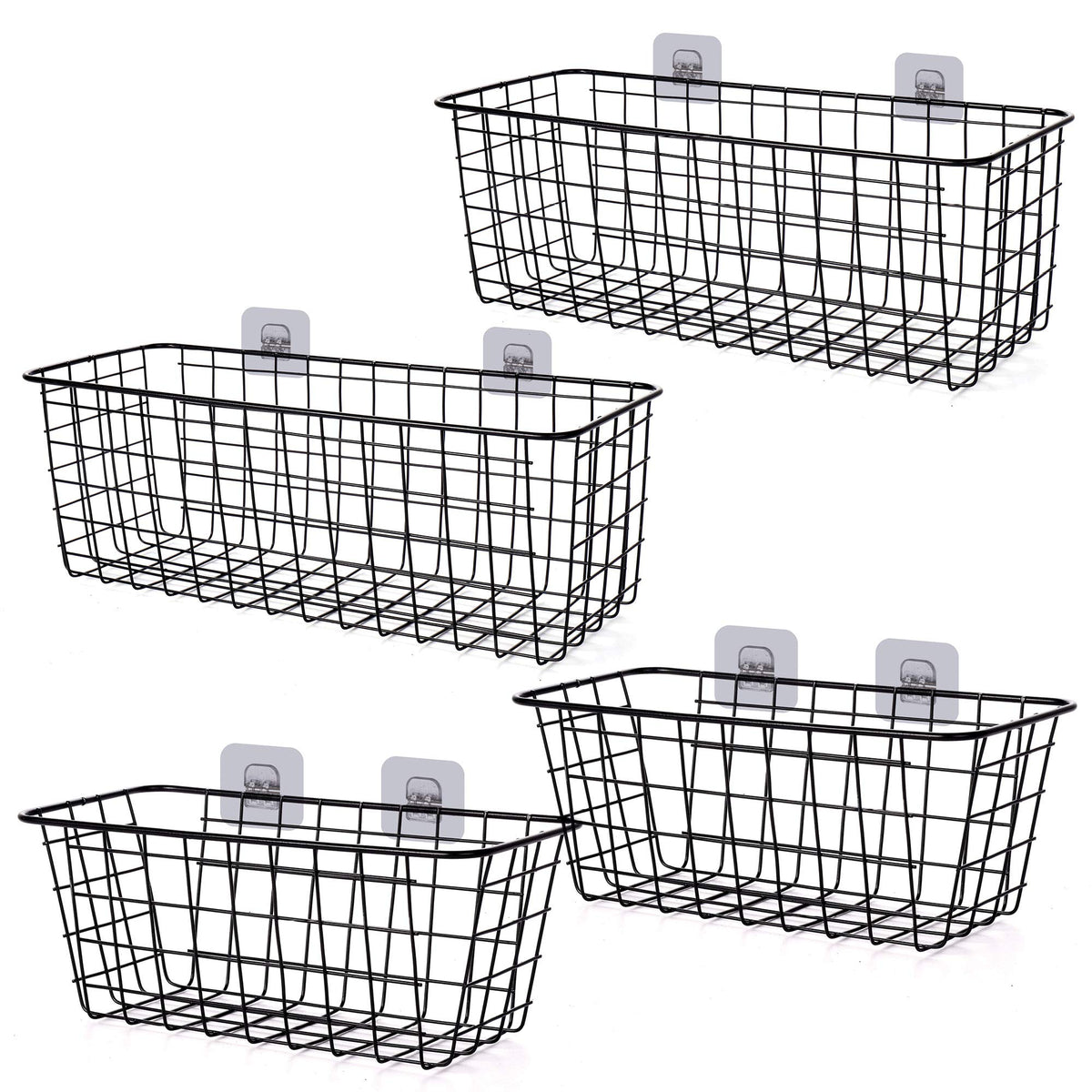 XINFULL 4 Pack Wire Storage Baskets Household Metal WallMounted Containers Organizer Bins for Kitchen Bathroom Freezer Pantry C