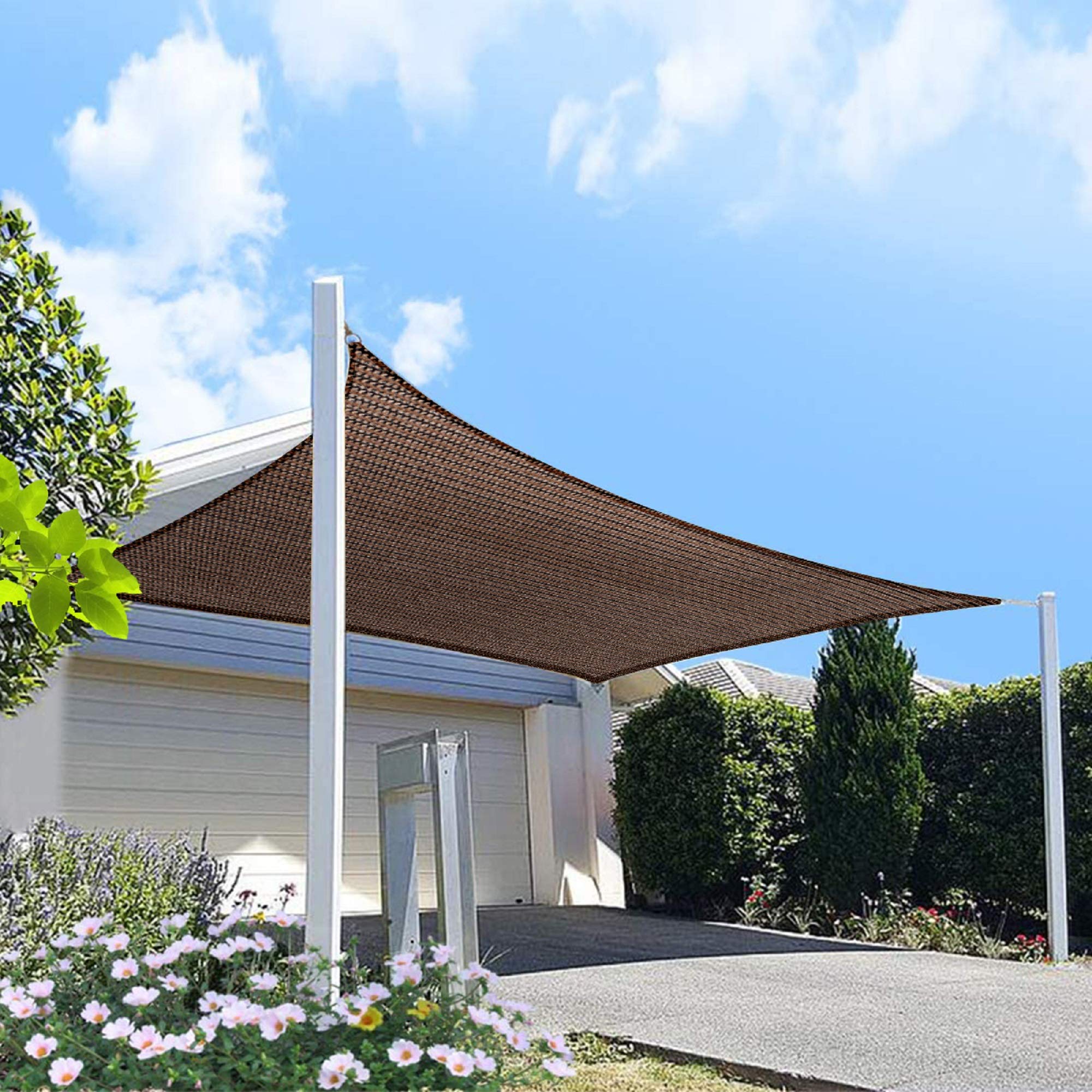 Homa 8' X 9' Brown Rectangle Sun Shade Sail Canopy, 95% Uv Blockage Awning Shelter Fabric Cloth Screen For Patio Outdoor Backyar