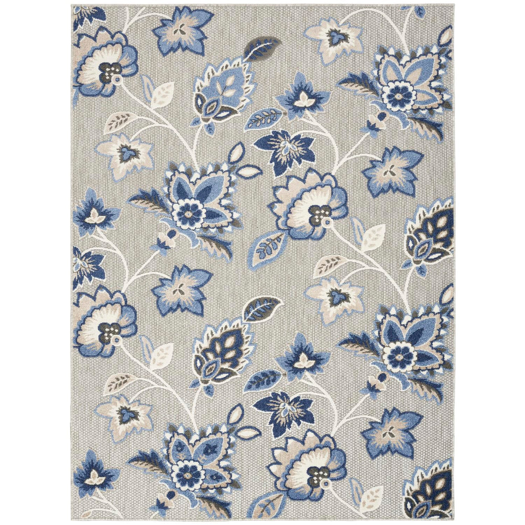 Nourison Aloha Indoor-Outdoor Blue/Grey 5'3' X 7'5' Area Rug, Easy Cleaning, Non Shedding, Bed Room, Living Room, Dining Room, Kitchen (5X7)