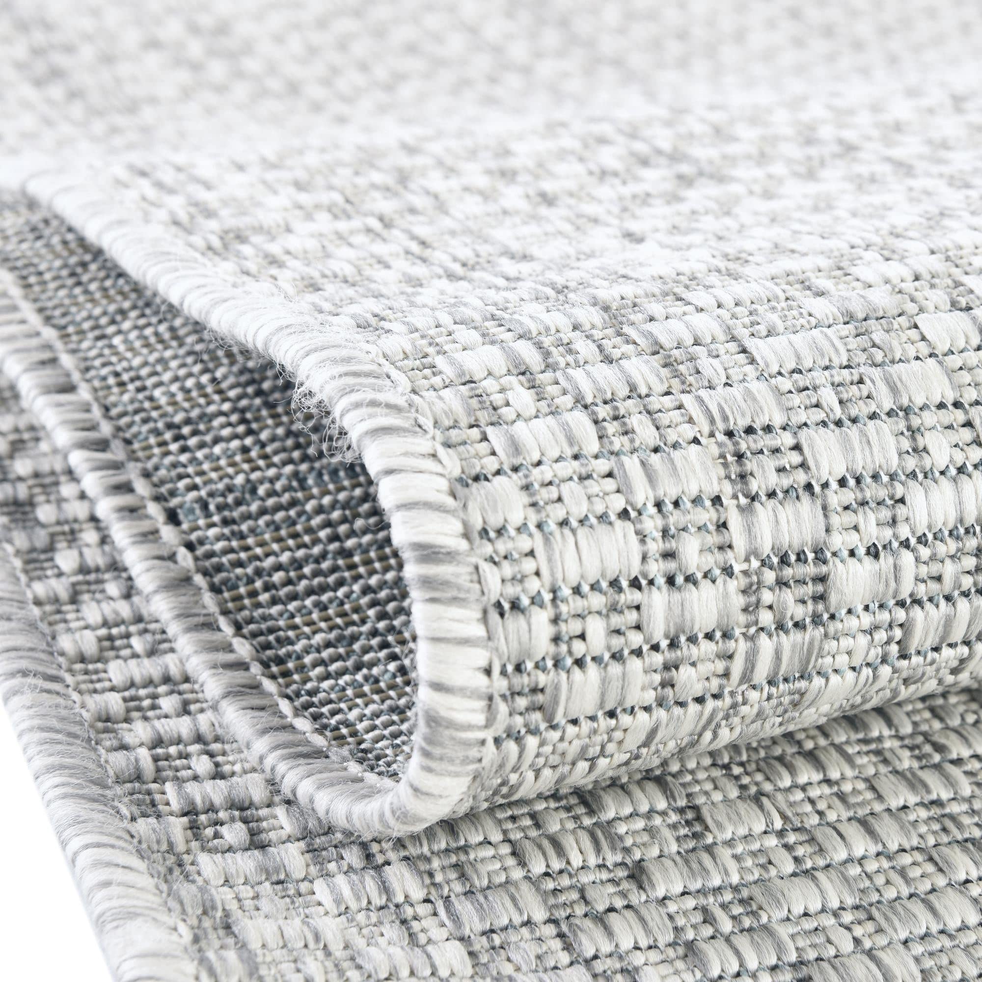 Unique Loom Collection Casual Transitional Solid Heathered Indoor/Outdoor Flatweave Area Rug (13' Round, Light Gray/Ivory)
