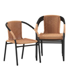 Flash Furniture Lila 4 Pack Beige Rattan Indoor-Outdoor Restaurant Stack Chair | Versatile And Stylish Seating