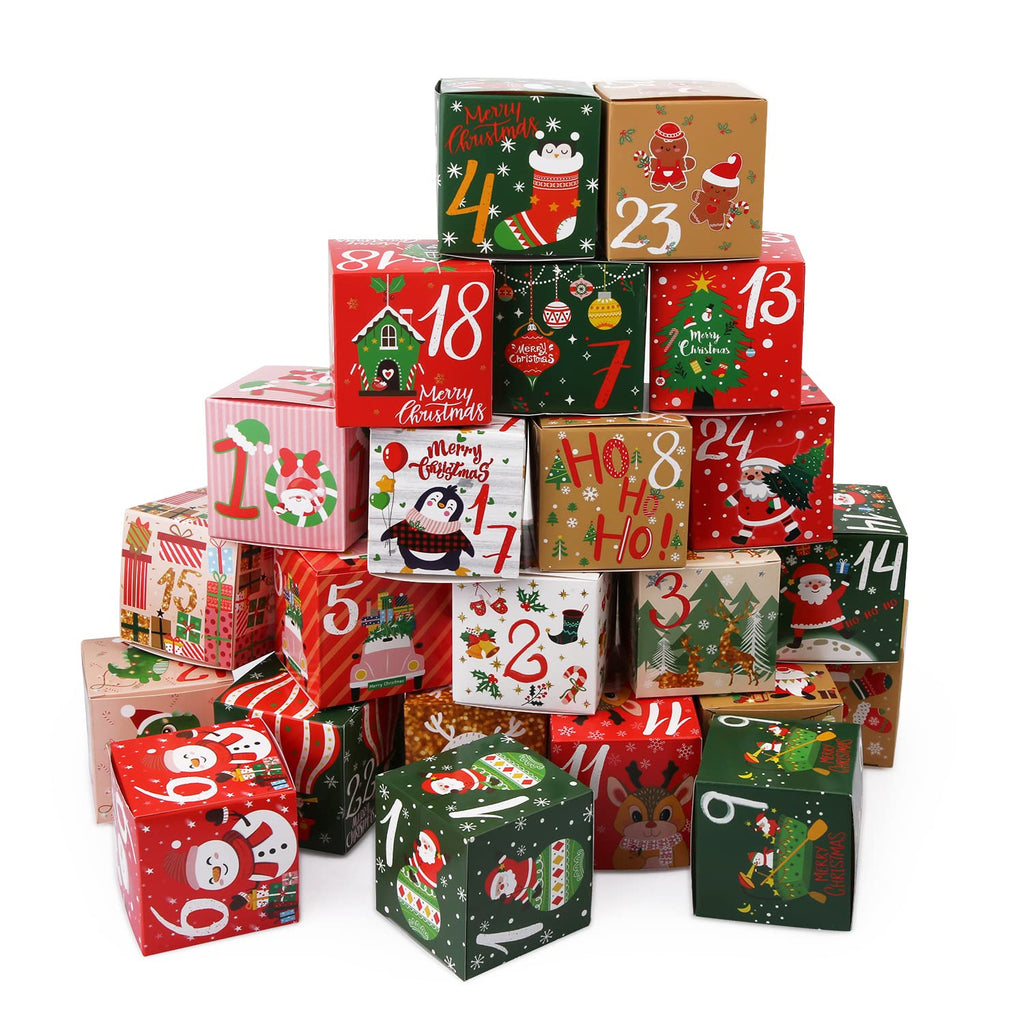 DIY Christmas 24 Days Countdown Advent Calendar 2023, 24pcs Christmas Cardboard Treasure Boxes Make & Fill Your Own Advent Calen