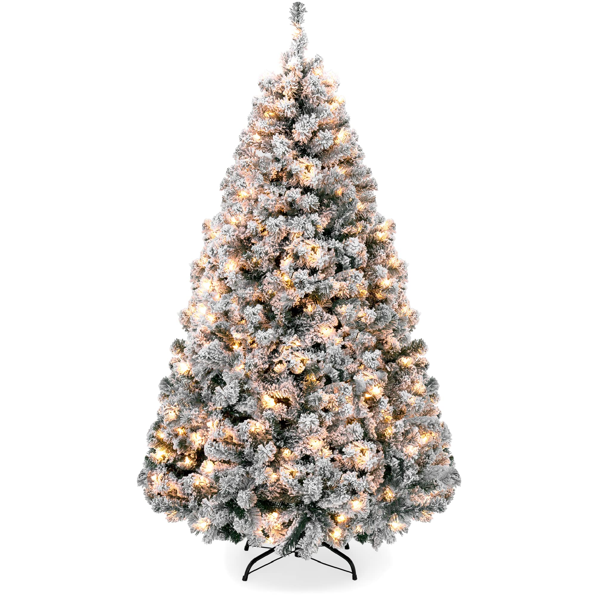 Best Choice Products Pre-Lit Artificial Christmas Tree, 12ft Snow Flocked Design Pine Tree, Full Appearance Snowy w/Easy Assembl