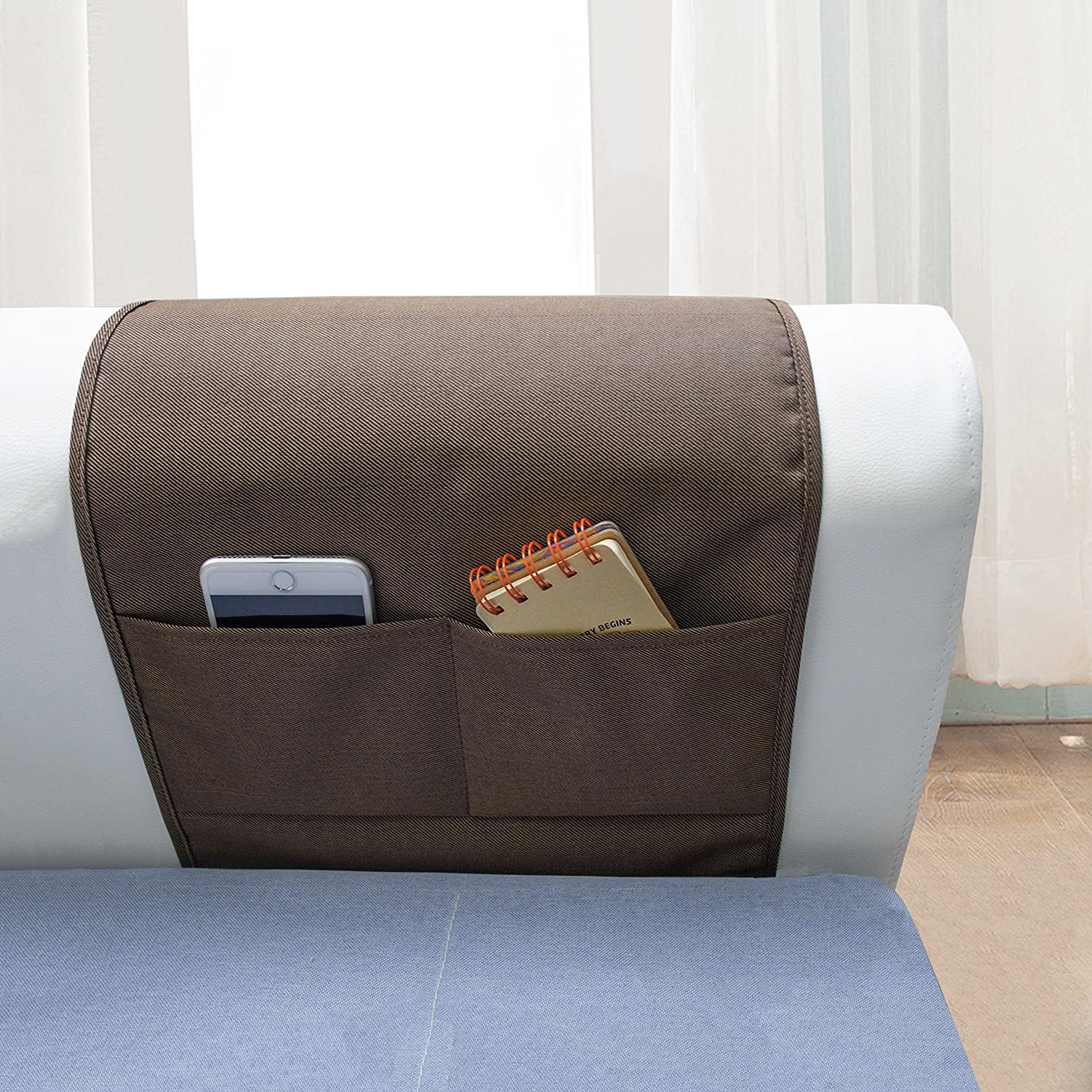 Mdstop 5 Pockets Remote Control Holder, Magazine Rack, Space Saver Organizer, Draped Over Sofa, Couch, Recliner Armrest