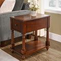 Narrow End Table with Drawer and Storage Shelf, Solid Wood Sofa Side Table, Slim Beside Table, Telephone for Small Spaces, Livin