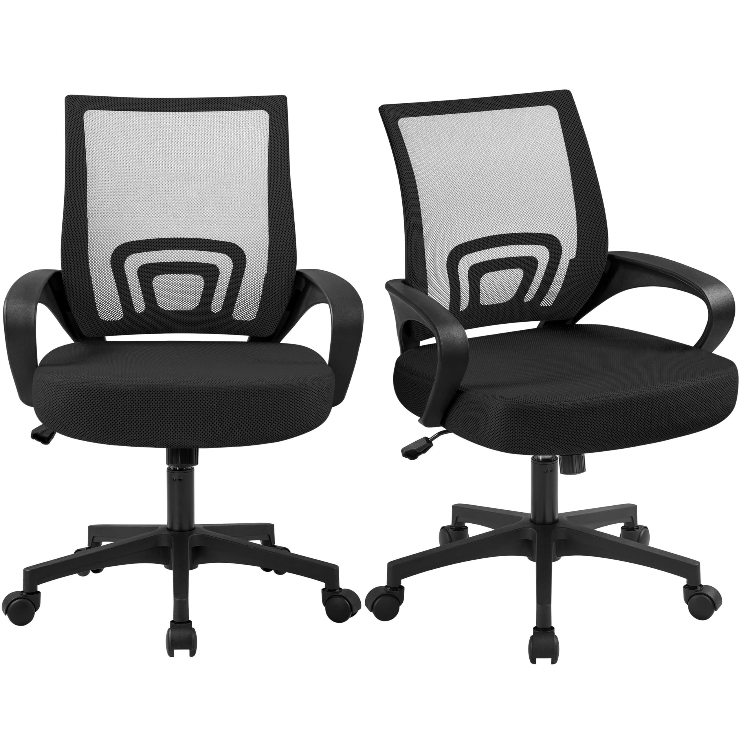 Yaheetech Office Chair Mid Back Swivel Lumbar Support Desk Chair, Height Adjustable Computer Ergonomic Mesh Chair with Armrest B