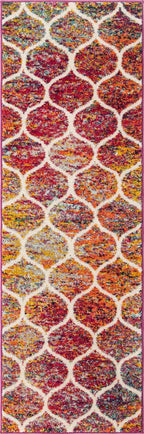 Unique Loom Trellis Frieze Collection Area Rug - Rounded (2' x 6' Runner, Multi/ Black)