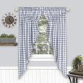 Woven Trends Farmhouse Curtains Kitchen Decor, Buffalo Plaid Gathered Swags, Classic Country Plaid Gingham Checkered Design, Far