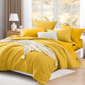 Wrensonge Mustard Yellow Queen Comforter Set, 7 Pieces Soft Microfiber Comforters Queen Size With Fitted Sheet, Flat Sheet, 2 Sh