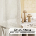 Fmfunctex Linen Sheer Curtains For Living Room, Beige Curtains 90 Inches Long For Bedroom, Natural Flax Blend Window Draperies F