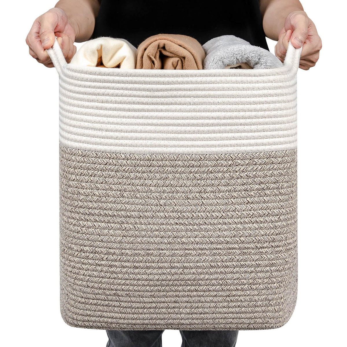 Laughbird Small Slim Laundry Hamperlarge Laundry Basket,Tall Cotton Storage Basket With Handles,Decorative Basket For,Collapsib