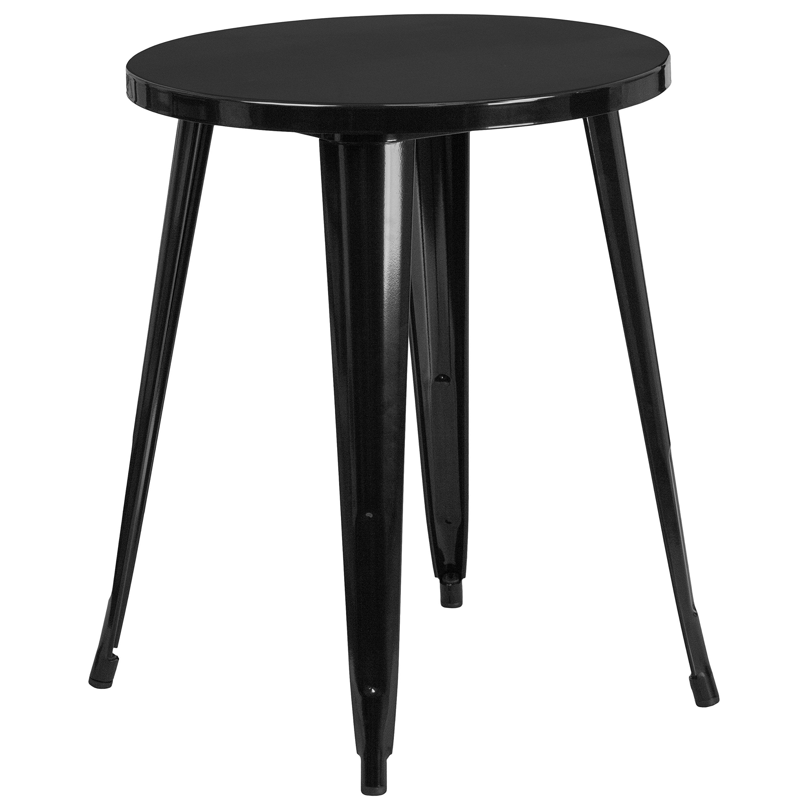 Flash Furniture Webb Commercial Grade 24 Round Black Metal Indoor-Outdoor Table